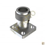 1.85mm 67 GHz, 0.009" Accept Pin Diameter, 4 Hole 0.375″ Square Mounting Flange Female Connector