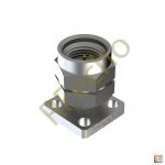 1.85mm 67 GHz, 0.009" Accept Pin Diameter, 4 Hole 0.375″ Square Mounting Flange Male Connector