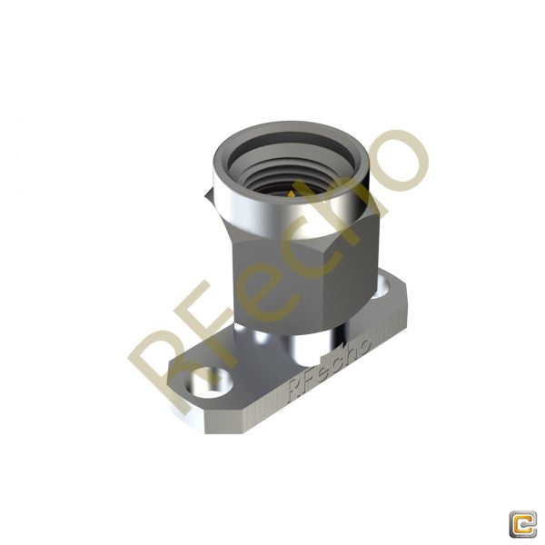 2.92mm 40 GHz, 0.02″ Accept Pin Diameter, 2 Hole .625″ Long Mounting Flange Male Connector