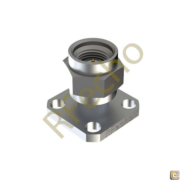 SMA 27 GHz, 0.009″ Accept Pin Diameter, 4 Hole .500 Square″ Mounting Flange Male Connector