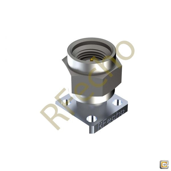 SMA 27 GHz, 0.012″ Accept Pin Diameter, 4 Hole .375 Square″ Mounting Flange Female Connector