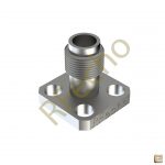 SSMA 36 GHz, 0.02" Accept Pin Diameter, 4 Hole 0.375" Square Mounting Flange Female Connector