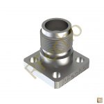 SMA 27 GHz, 0.015″ Accept Pin Diameter, 4 Hole .375 Square″ Mounting Flange Male Connector