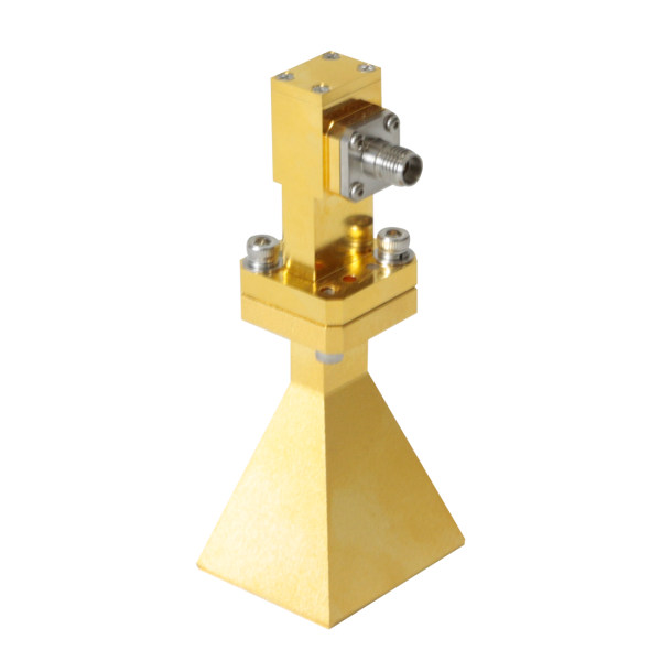 15 dBi Gain, 18 GHz to 50 GHz Broadband Dual Ridged Horn Antenna OBH-180500-15