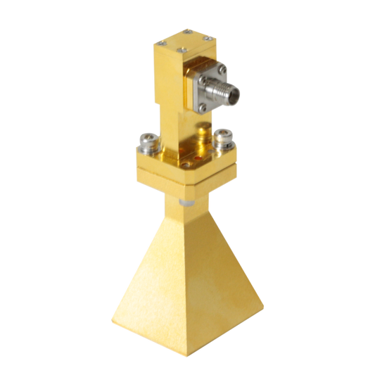 15 dBi Gain, 18 GHz to 50 GHz Broadband Dual Ridged Horn Antenna OBH-180500-15