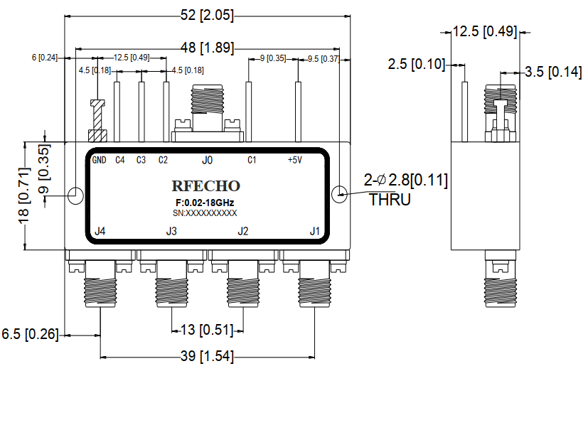 Absorptive Coaxial   SP4T Switch from 0.02GHz to 18GHz .OSA0400021800F